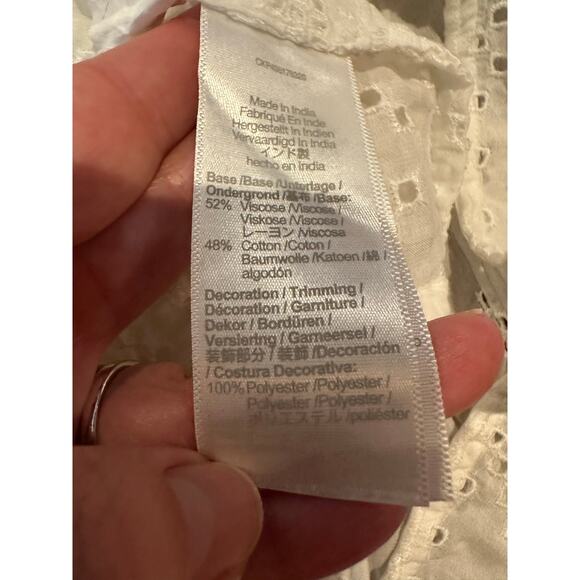 Madewell Women's Pintuck Ruffle Puff Sleeve Cotton Top – White – Size Small - Picture 5 of 8